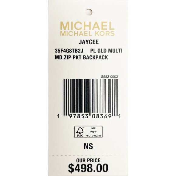 NEW Michael Kors Jaycee Medium Zip Pocket Backpack Bag Cream & Gold Jacquard main image 4